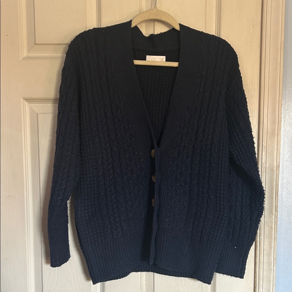 NWT LC Lauren Conrad navy cabled cardigan sweater size XS - Picture 2 of 6